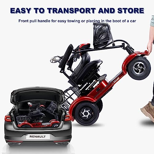 Red Folding Mobility Scooter with Lights P5507