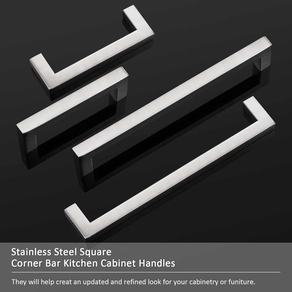 30 Pack Stainless Steel Square Corner Kitchen Cabinet Door Handles P19986