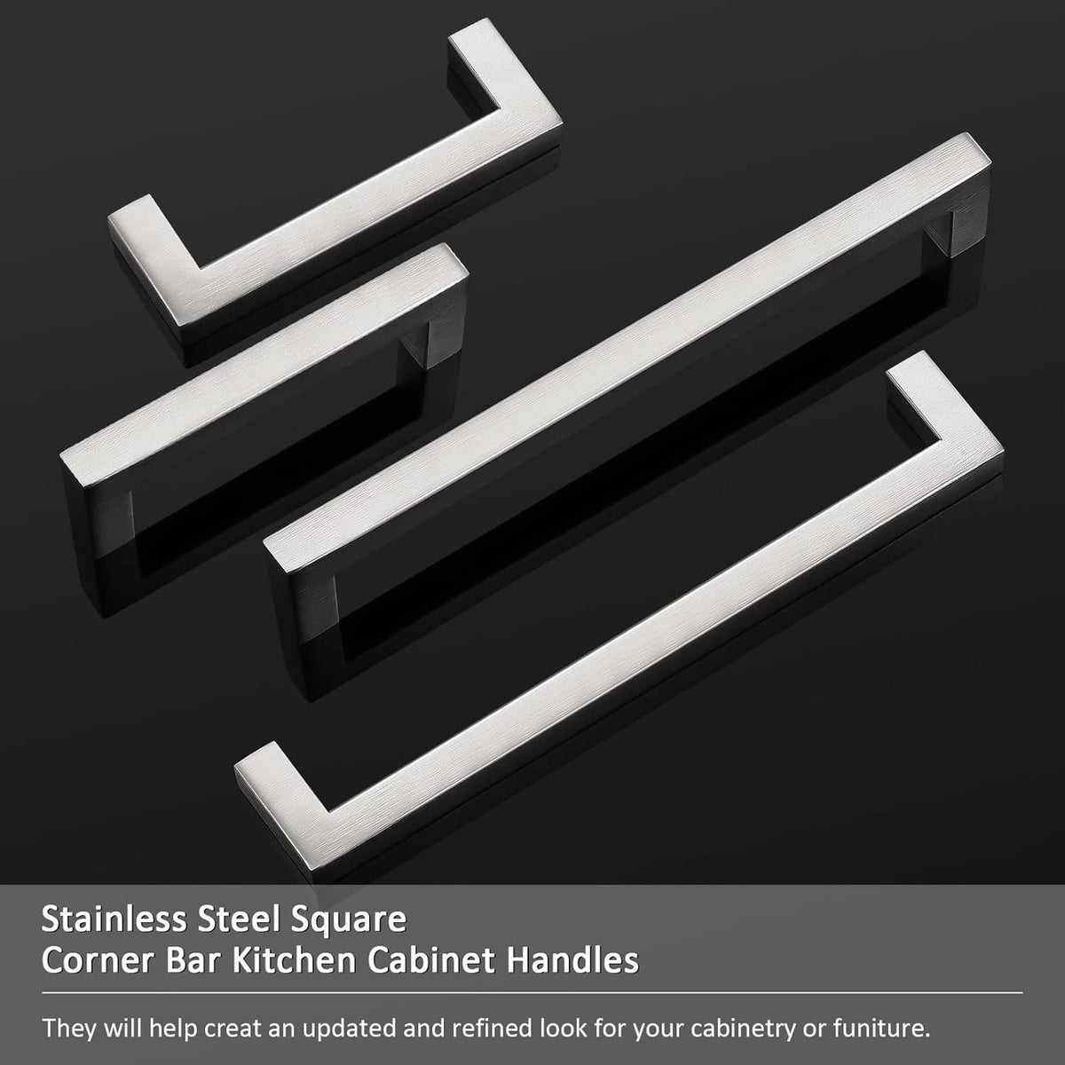 30 Pack Stainless Steel Square Corner Kitchen Cabinet Door Handles P19986