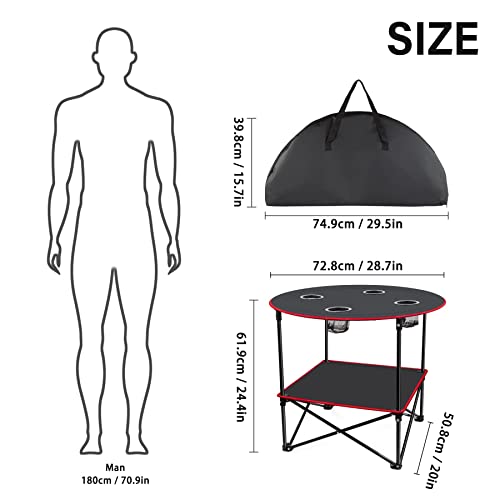 Portable Folding Camping Table with 4 Cup Holders & Carry Bag G26823