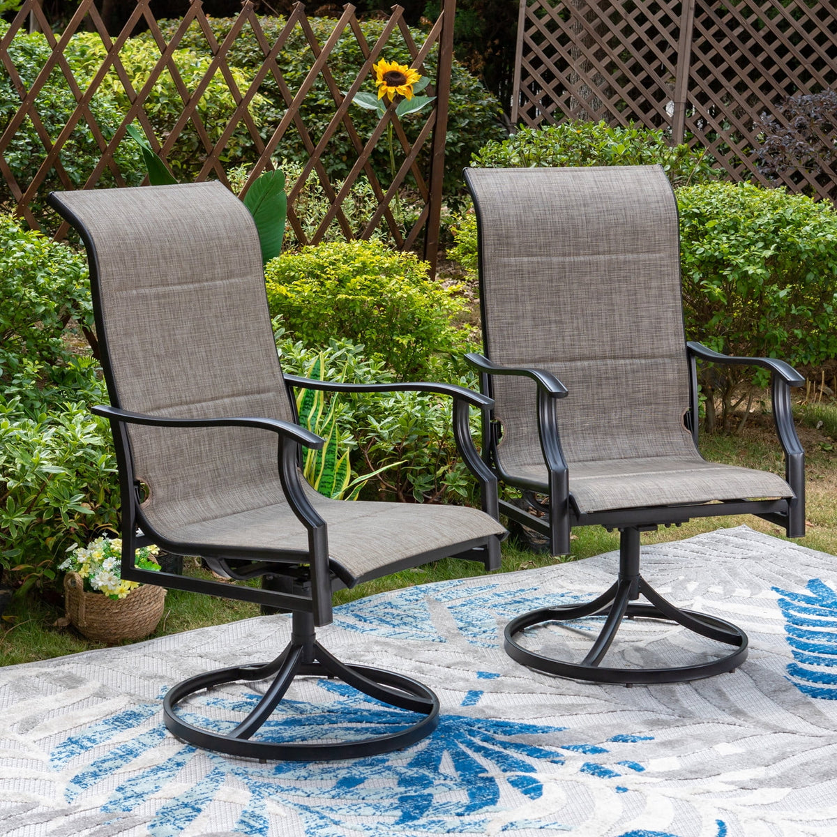 9-Piece Outdoor Patio Dining Set with 8 Swivel Armchairs & Extendable Table U7157