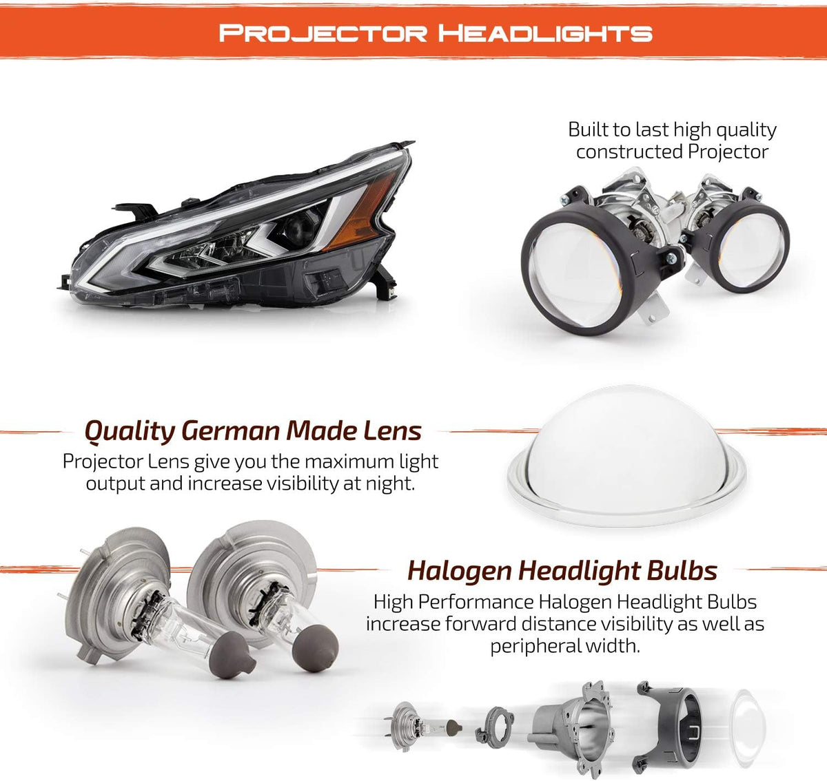 Left Side Full LED Projector Headlights Replacement Y754829