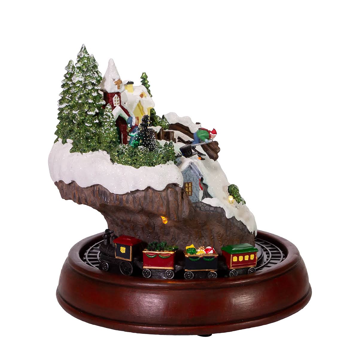 7.5x22 Battery-Operated LED Musical Village and Train Table Piece S178