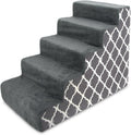 Gray Lattice Print 5-Step Pet Steps and Stairs with Foam, Pack of 2 T64645