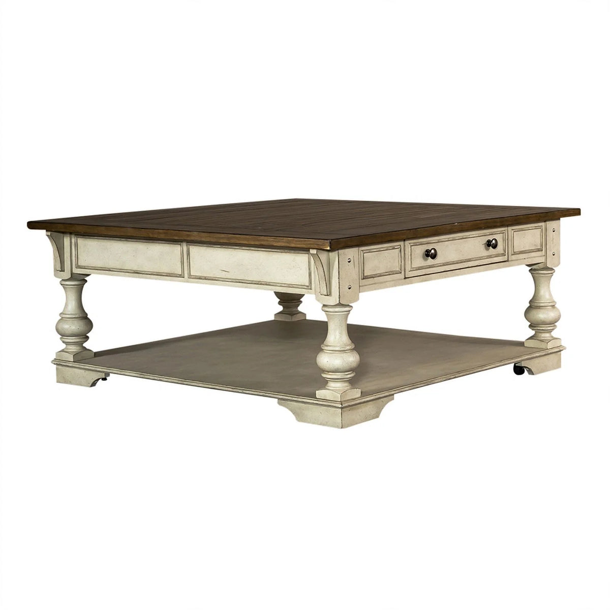 Antique White Drawer Square Cocktail Table Q690467