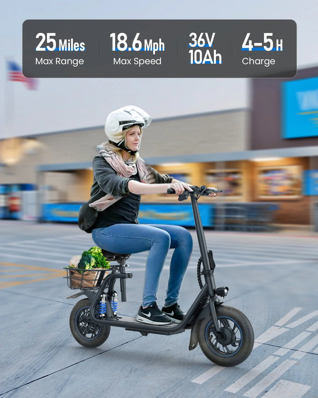 450W Electric Scooter with Seat and Basket S92509