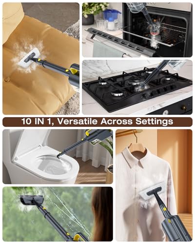 10-in-1 Steam Mop with Detachable Handheld Steamer, 350ml Tank, 2-Level Control and Swivel Head, Gray B94940
