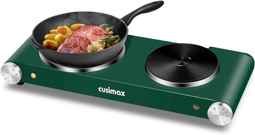 Double Hot Plates Electric Cooktop, Cast Iron, Black Stainless Steel U310212