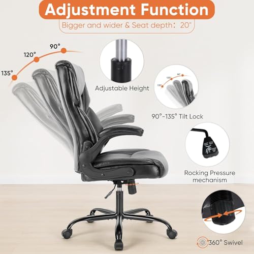 Black Ergonomic PU Leather Office Chair L345990