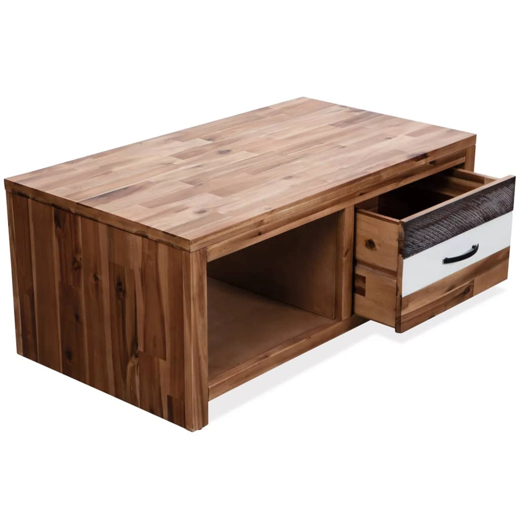 Wooden Coffee Table with Storage Drawer and Shelf M698034