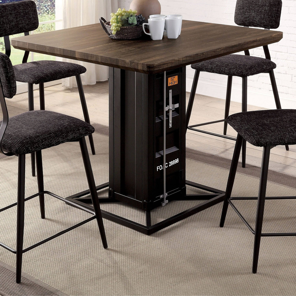 Industrial Walnut Wood Counter Height Table G600