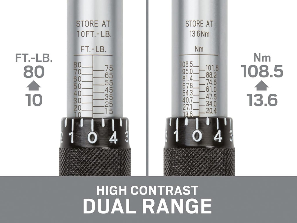 3/8 Inch Drive Click Torque Wrench (10-80 ft.-lb.) Pack of 2 T926432