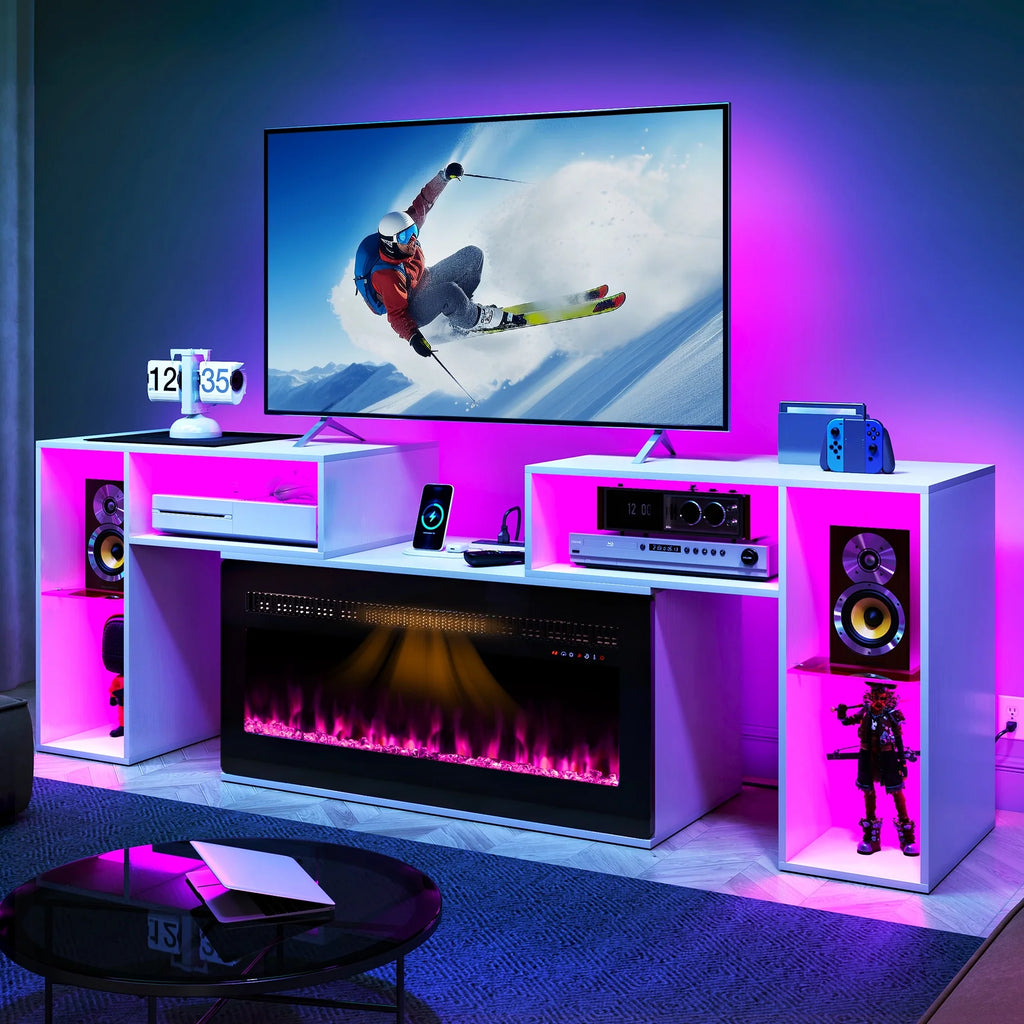 White Entertainment Center with Electric Fireplace and 42 Fireplace Z415348