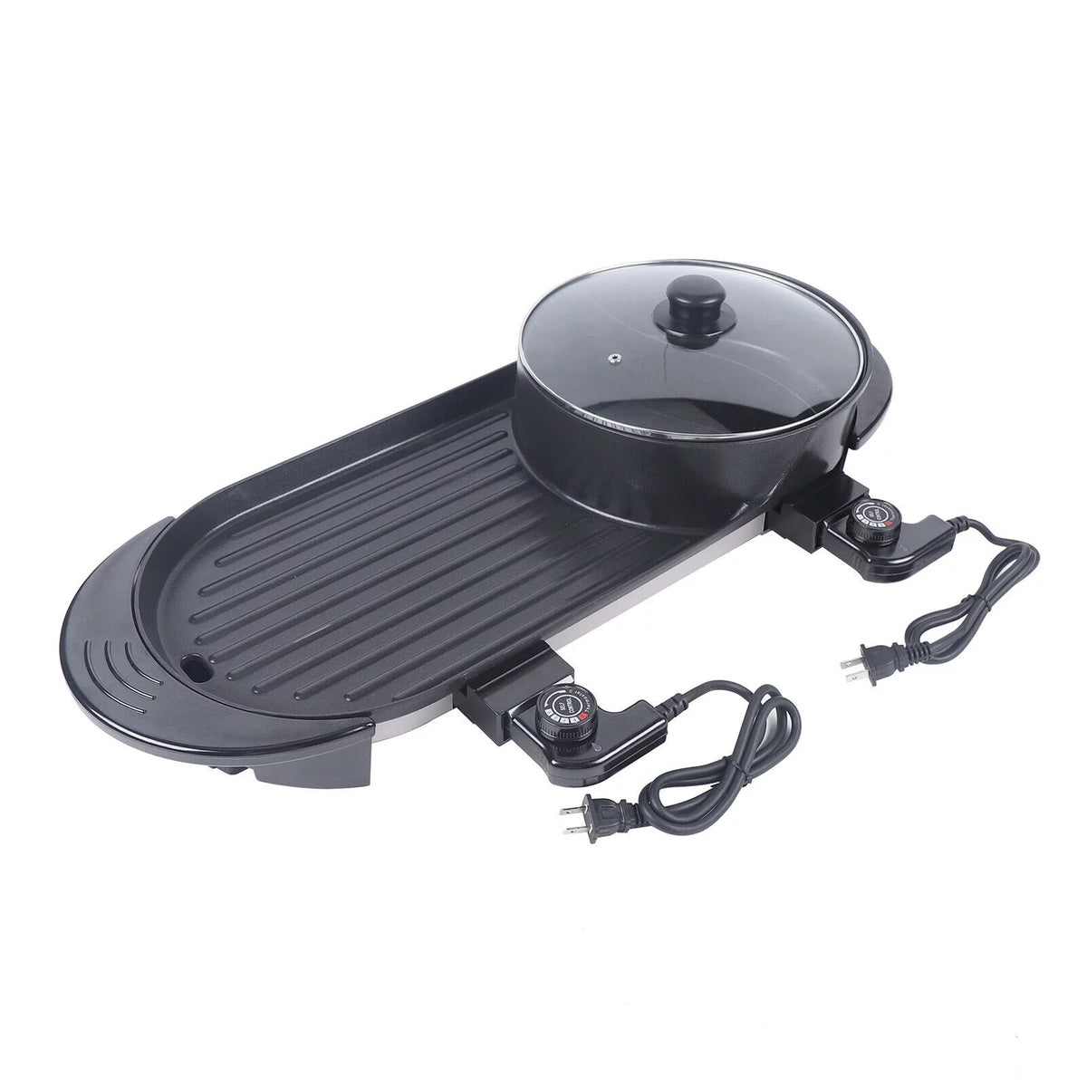 2 In 1 Portable Electric Non-stick Hot Pot Barbecue Grill Q4761