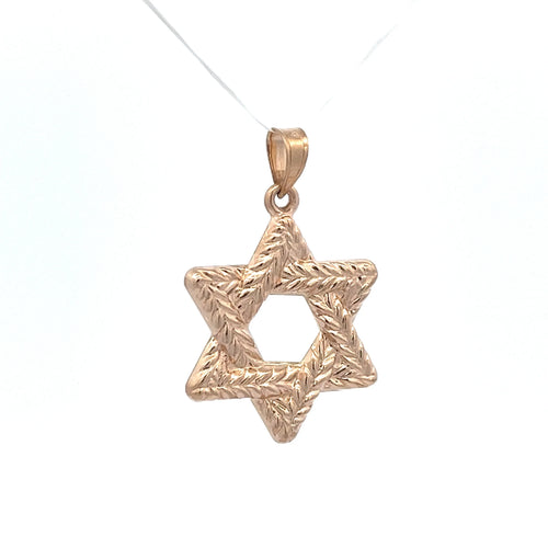 14 KT Yellow Gold Braided Star Of David Pendant V537