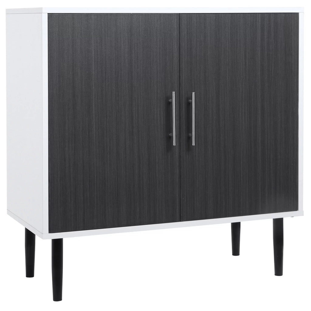 Gray Sideboard Buffet Cabinet with Adjustable Shelf and Steel Legs H6142