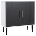 Gray Sideboard Buffet Cabinet with Adjustable Shelf and Steel Legs H6142