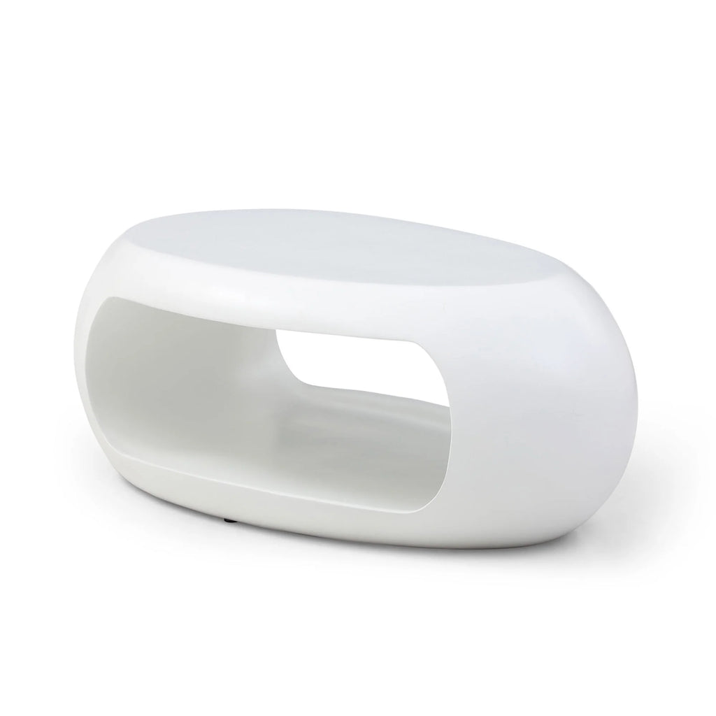 White Oval Fiberglass Coffee Table O6119
