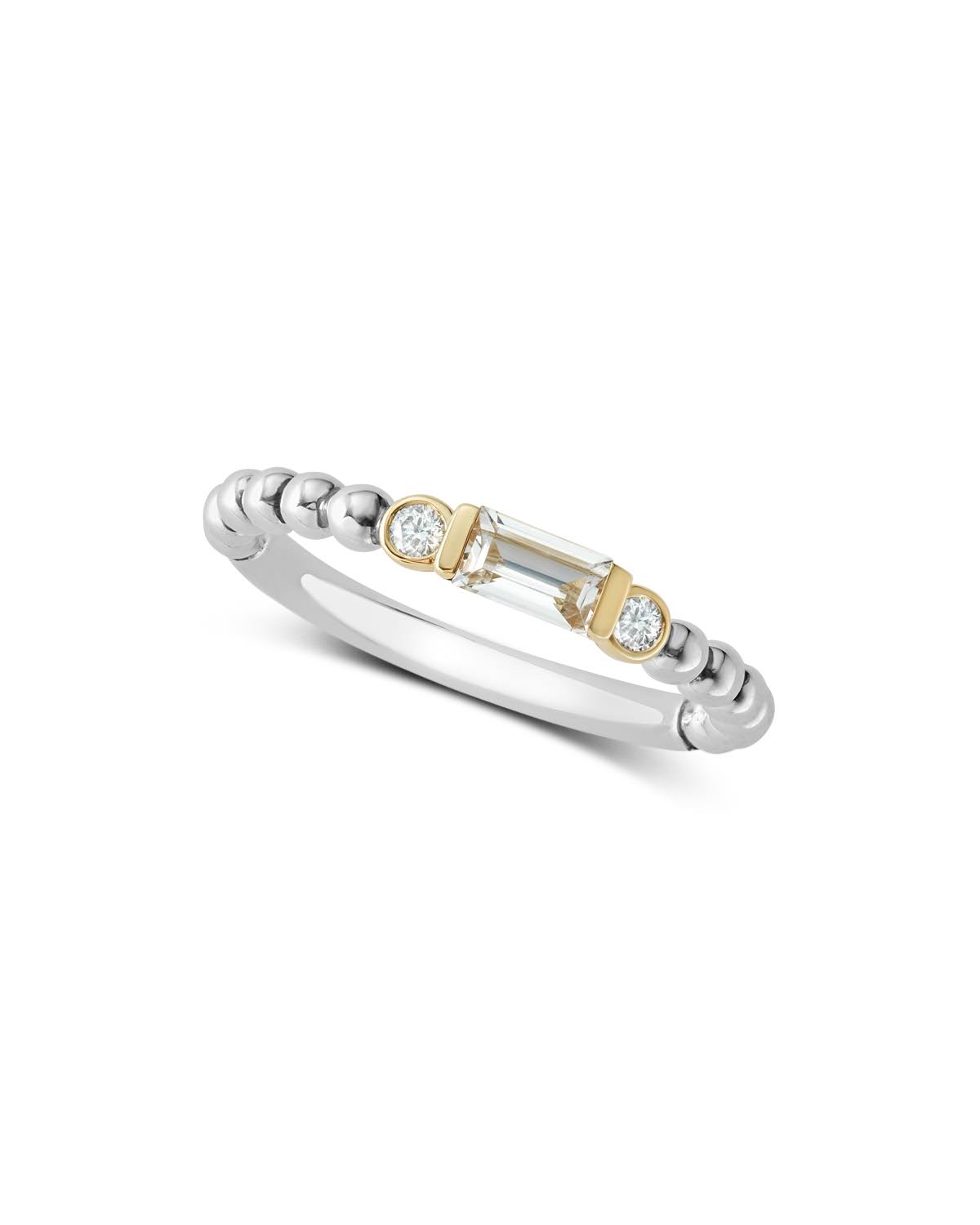 18K Gold Sterling Silver White Topaz Diamond Stacking Ring G912