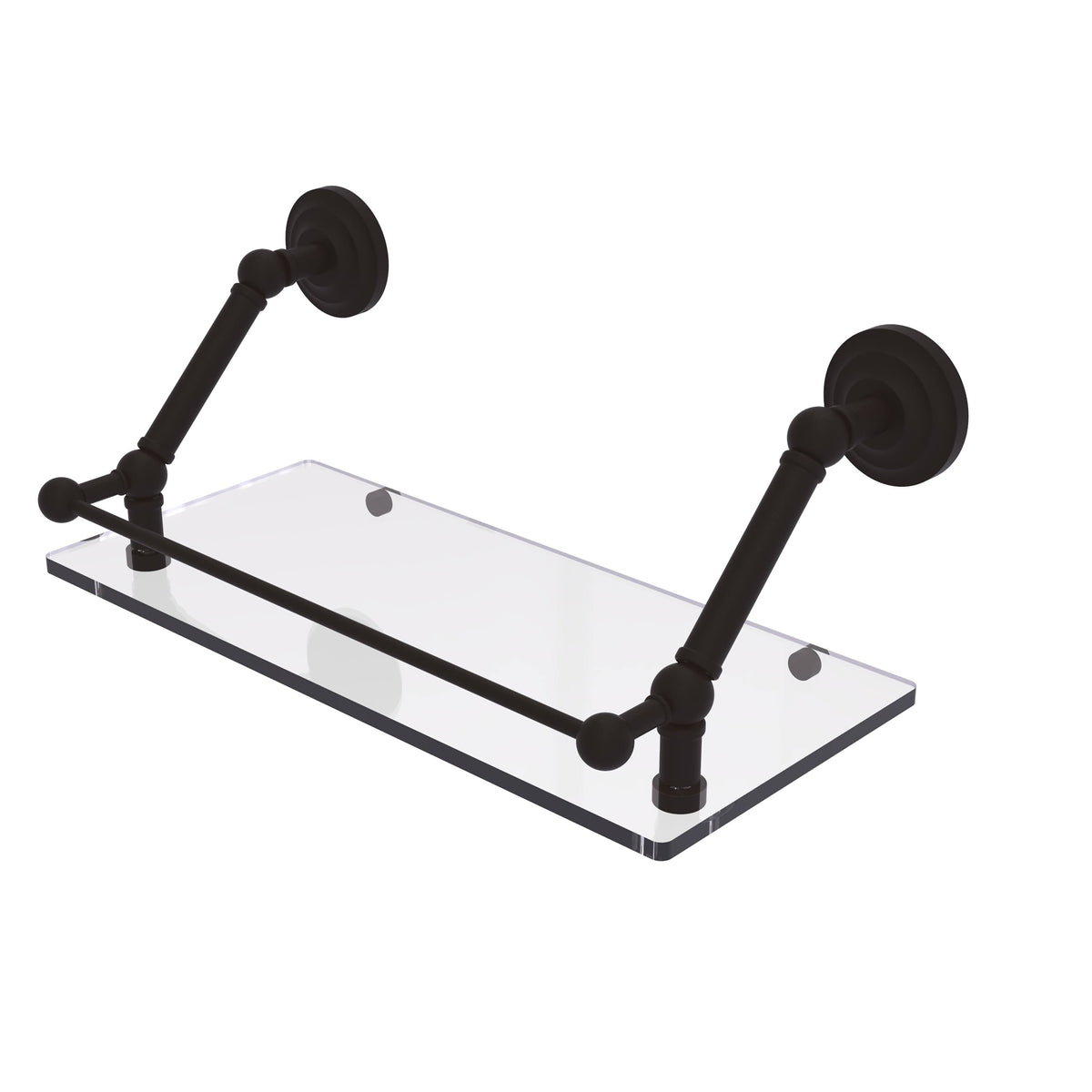 18 in. Floating Glass Shelf with Gallery Rail Oil Rubbed Bronze F11803