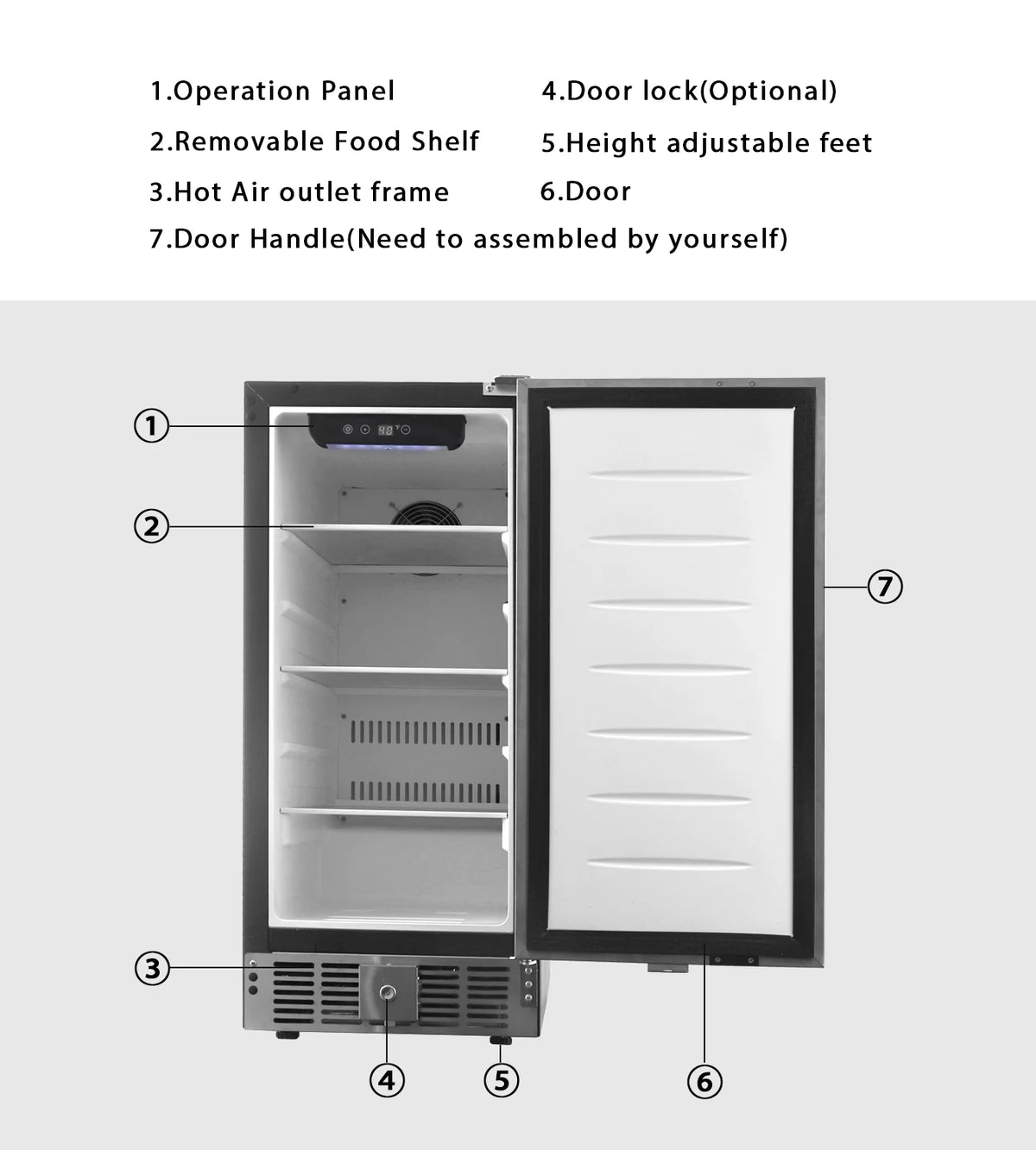 2.9 Cubic Feet Built-In Stainless Steel Mini Fridge H2204