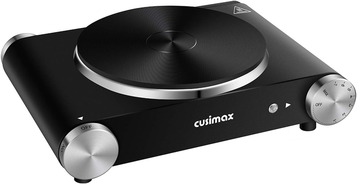 Double Hot Plates Electric Cooktop, Cast Iron, Black Stainless Steel U310212