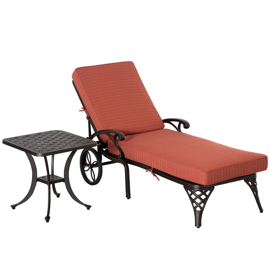 Adjustable Outdoor Chaise Lounge Chair and Side Table Set U7164