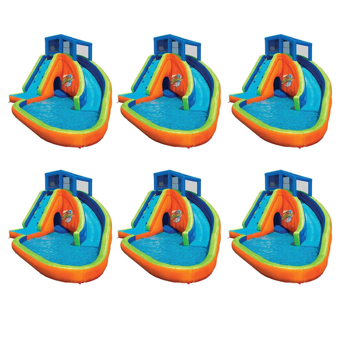 Inflatable Kiddie Pool with Slides & Cannons (6 Pack) T452350