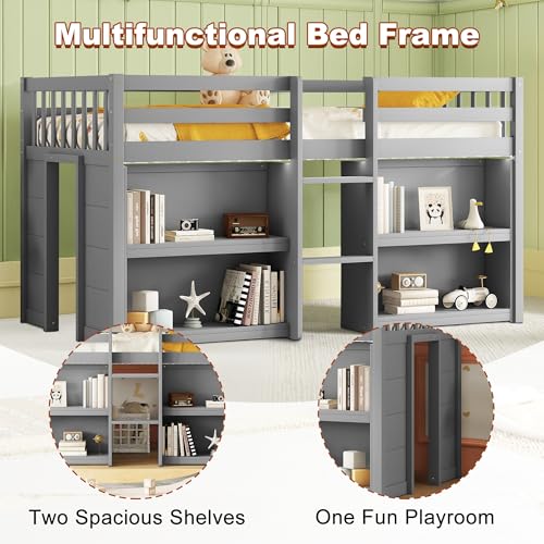 Twin Over Twin Solid Wood Bunk Bed with Trundle and Storage Stairway K650
