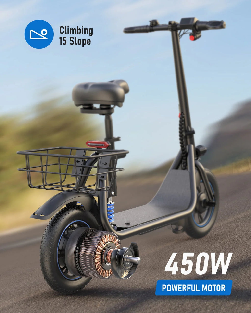 450W Electric Scooter with Seat and Basket S92509