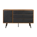 Brown & Black Solid Wood Three Drawer Double Dresser L181624