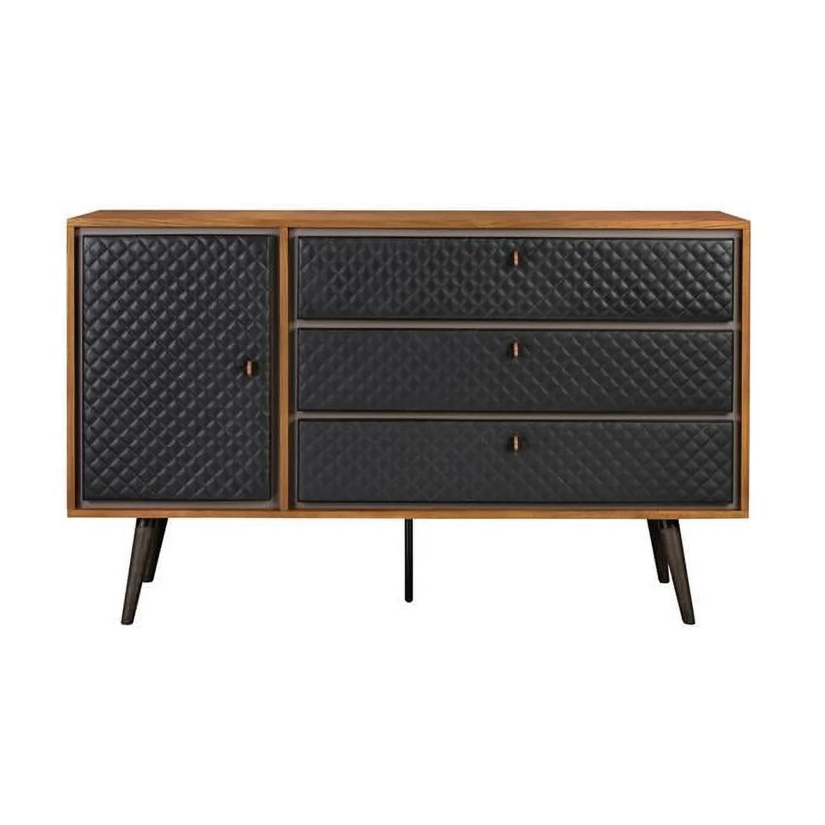 Brown & Black Solid Wood Three Drawer Double Dresser L181624