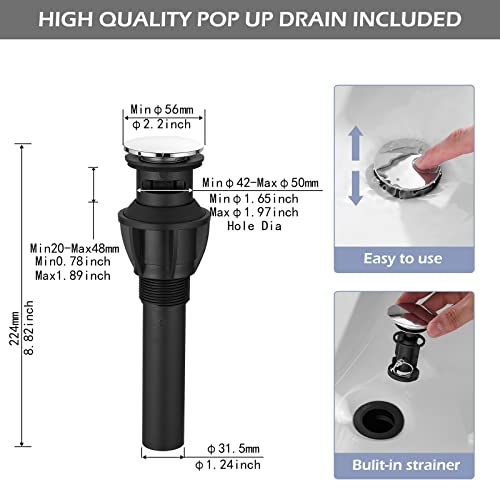Waterfall Chrome Single Hole Bathroom Faucet with Pop up Drain Y44354
