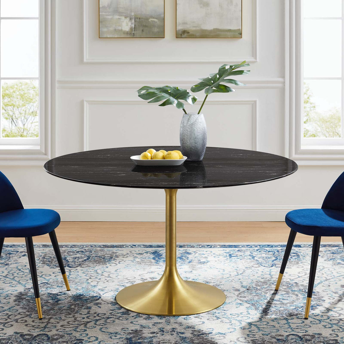 Round Artificial Marble Metal Dining Table J239953
