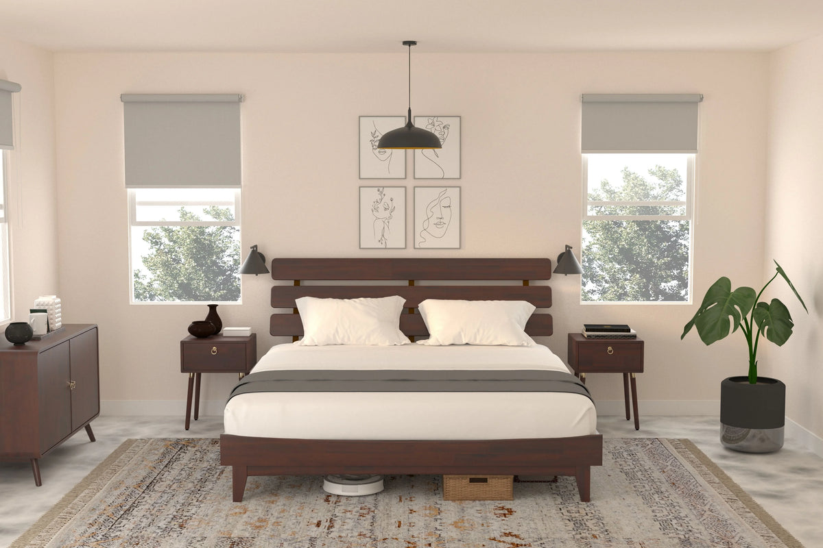 Queen Adjustable Headboard Solid Wood Bed Frame K4573