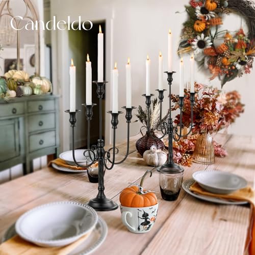 Black 28 Inches 5 Arm Metal Candelabra Set of 2 T397