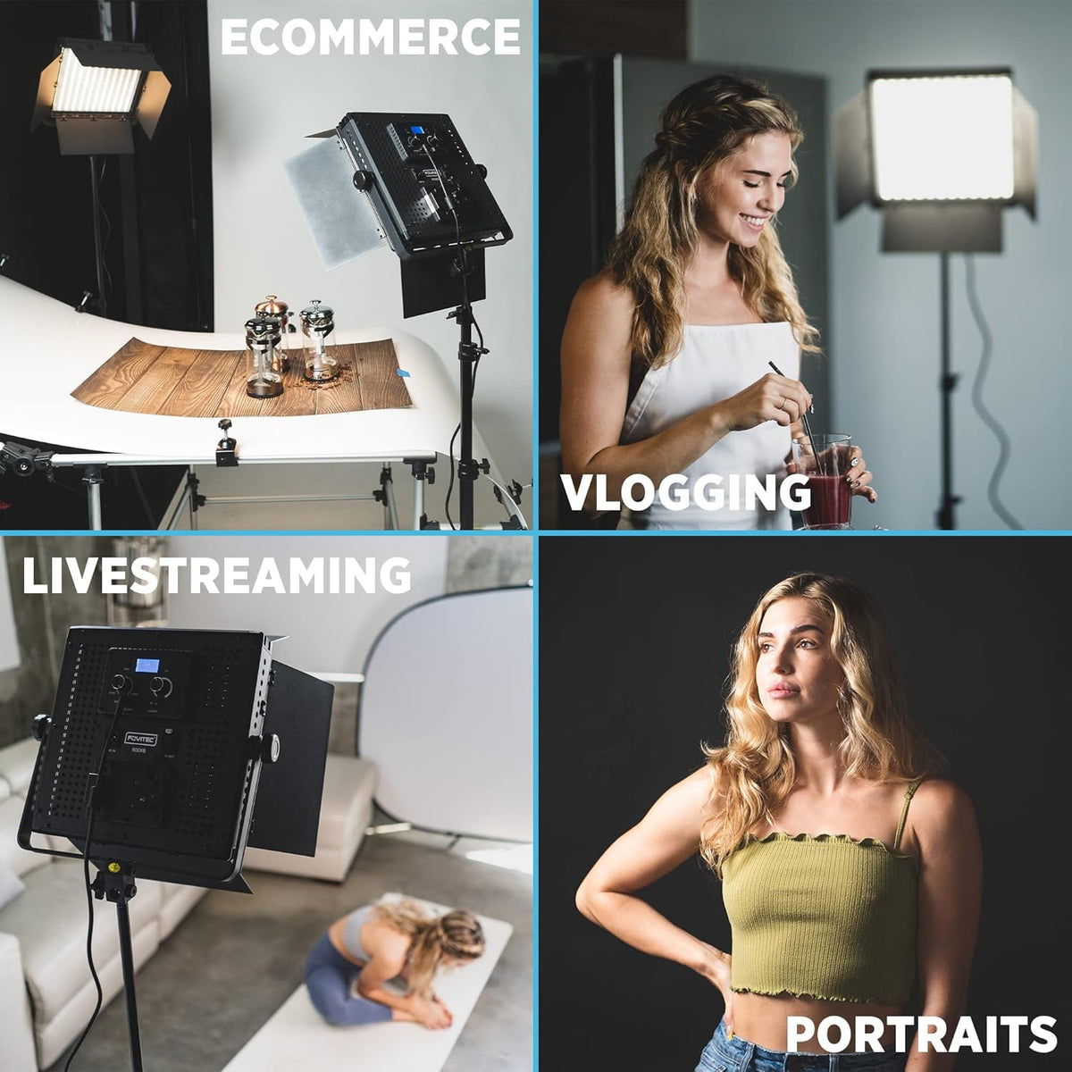 Portable 2-Light 600 LED Bi-Color Panel Kit with Cases & Stands E70010