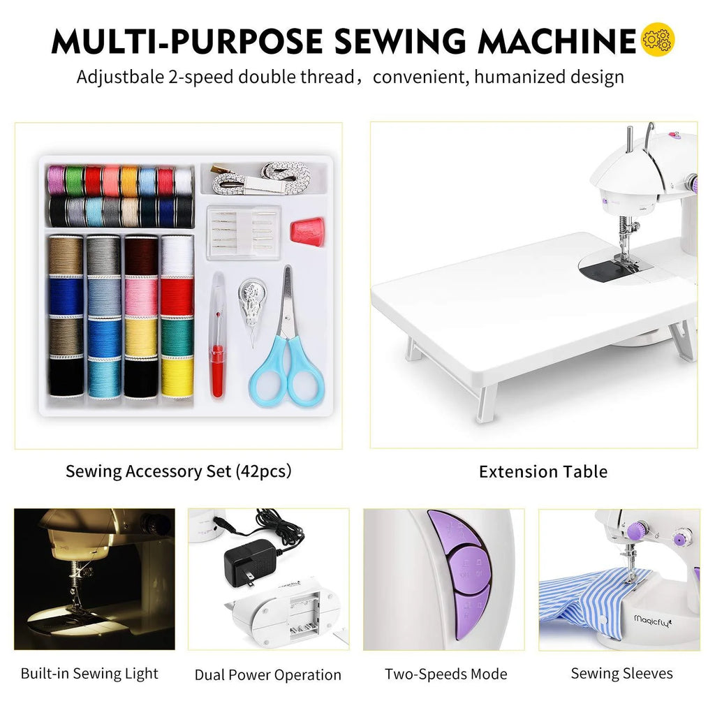 White Mini Sewing Machine with Extension Table B443