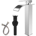 Waterfall Chrome Single Hole Bathroom Faucet with Pop up Drain Y44354