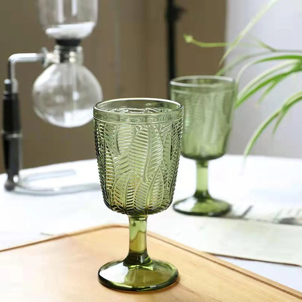 Green Embossment Texture Glass Goblet H70324