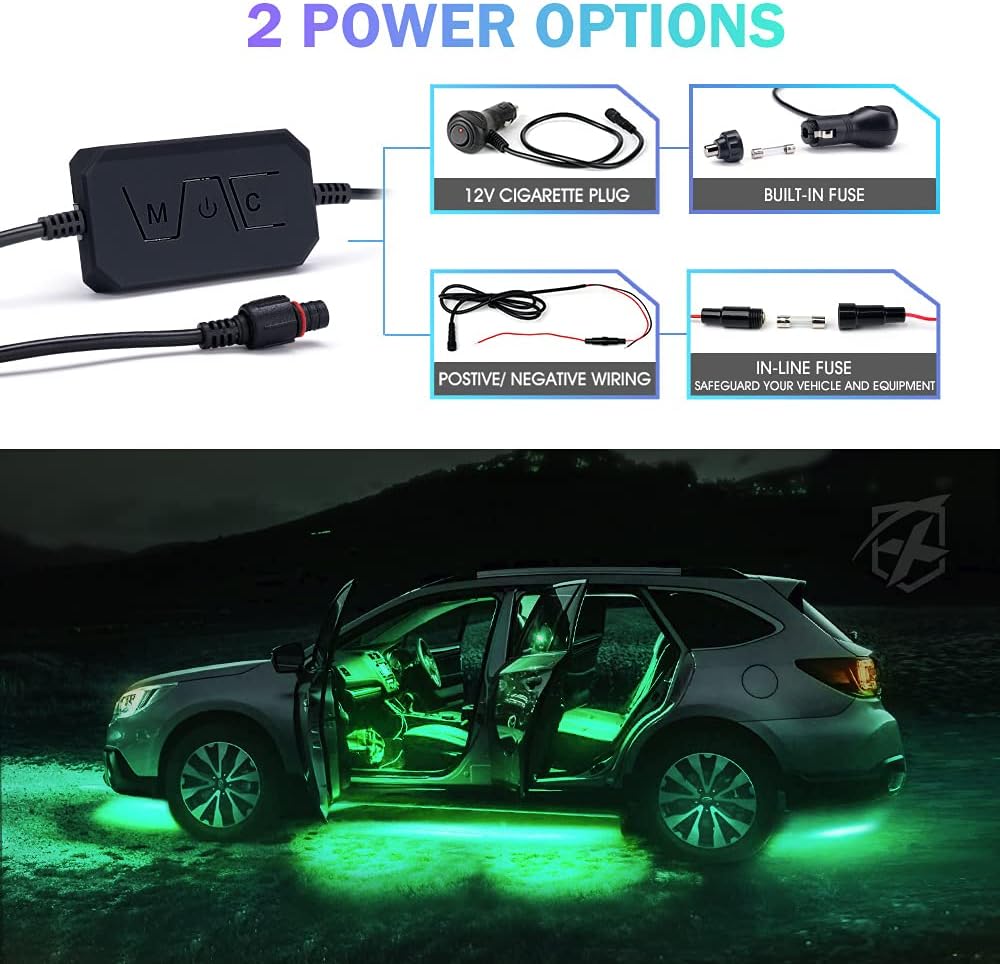 RGB LED Car Underglow Light Kit, 8PCS Bluetooth APP Control Strip J96949