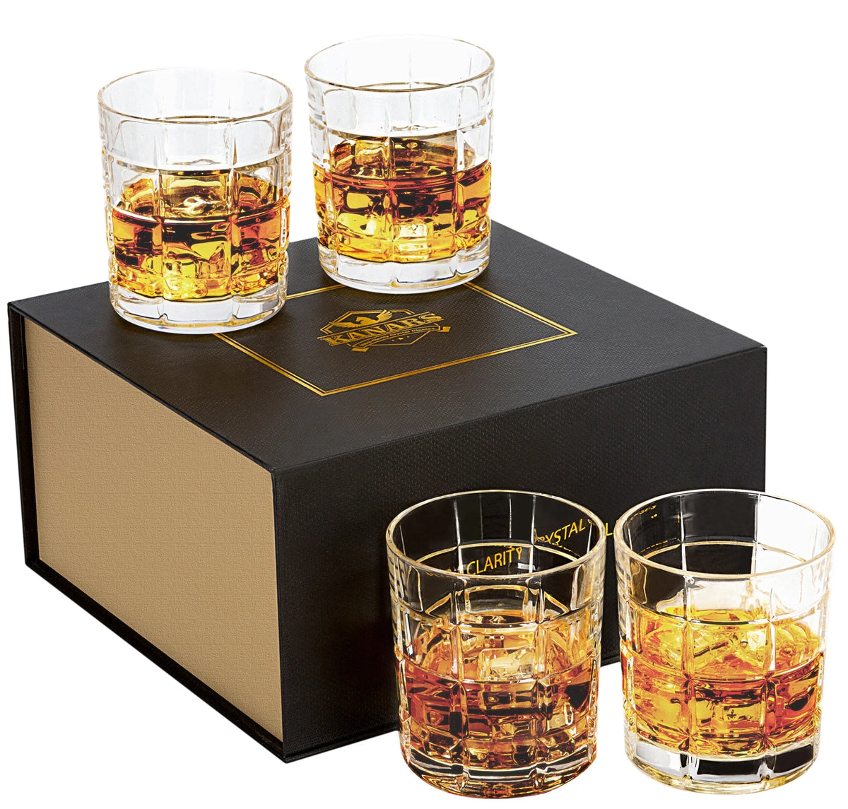 Clear Old Fashioned Whiskey Glasses Set of 4 F138