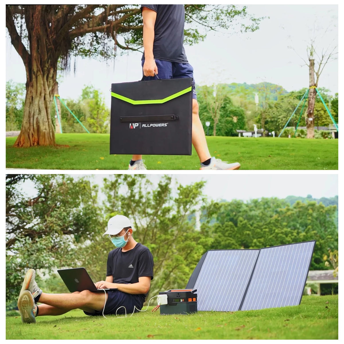 2000 Watt 1500Wh Portable Solar Generator Kit with 4 Pack 100W Foldable Solar Panel L8919