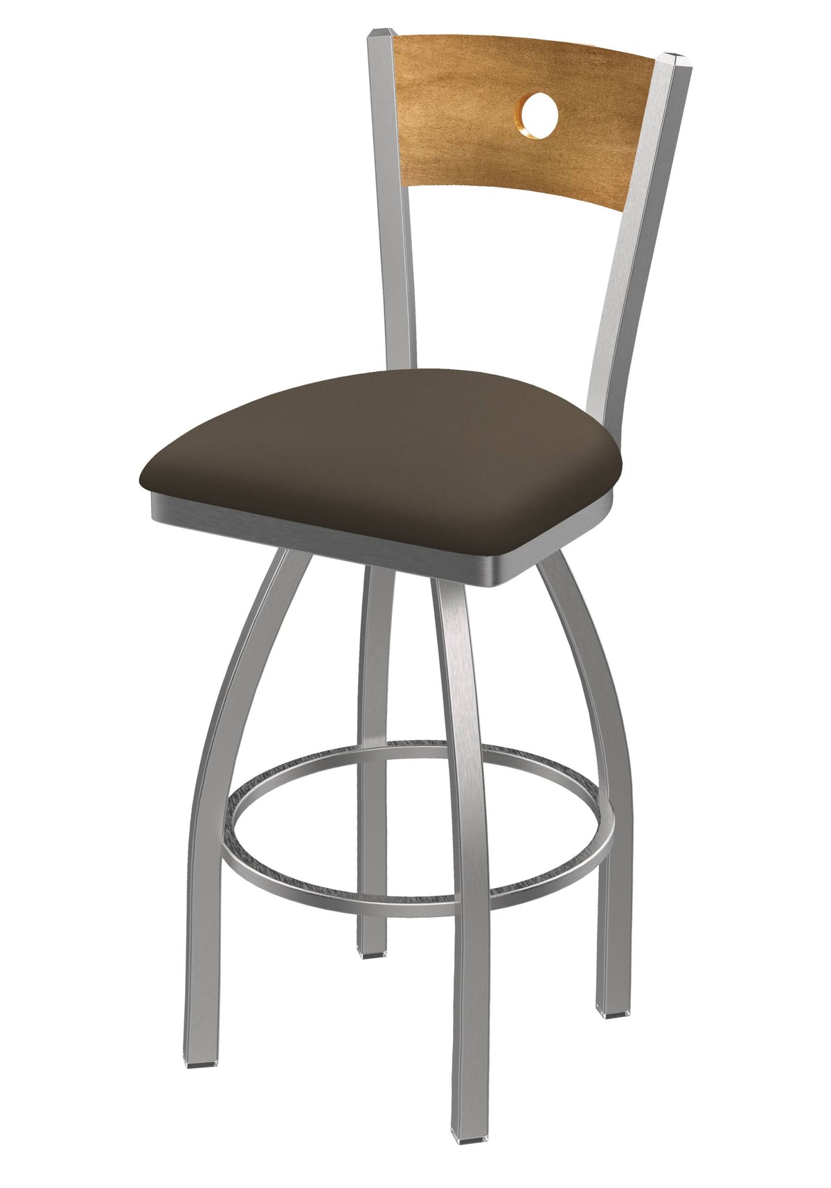 Swivel Counter Stool with Stainless Finish, Medium Back H8932