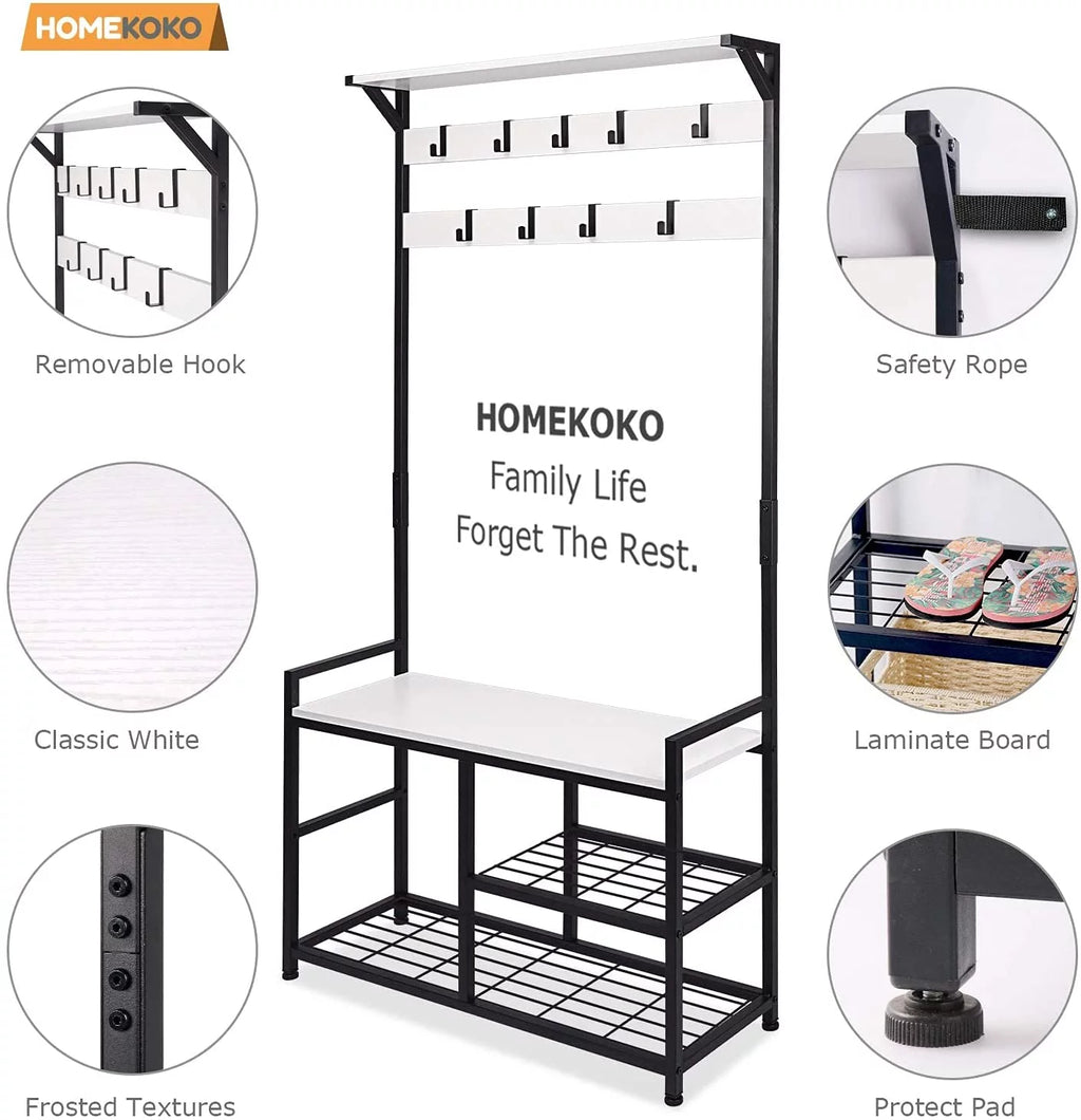 Coat Rack Shoe Bench with Metal Frame P4122
