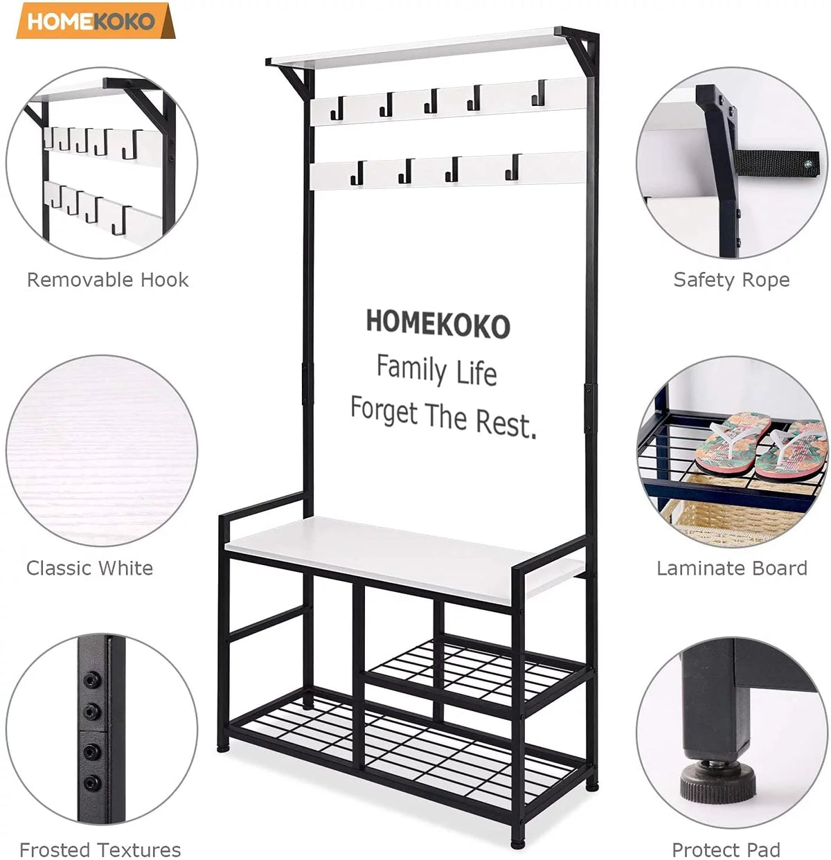 Coat Rack Shoe Bench with Metal Frame P4122