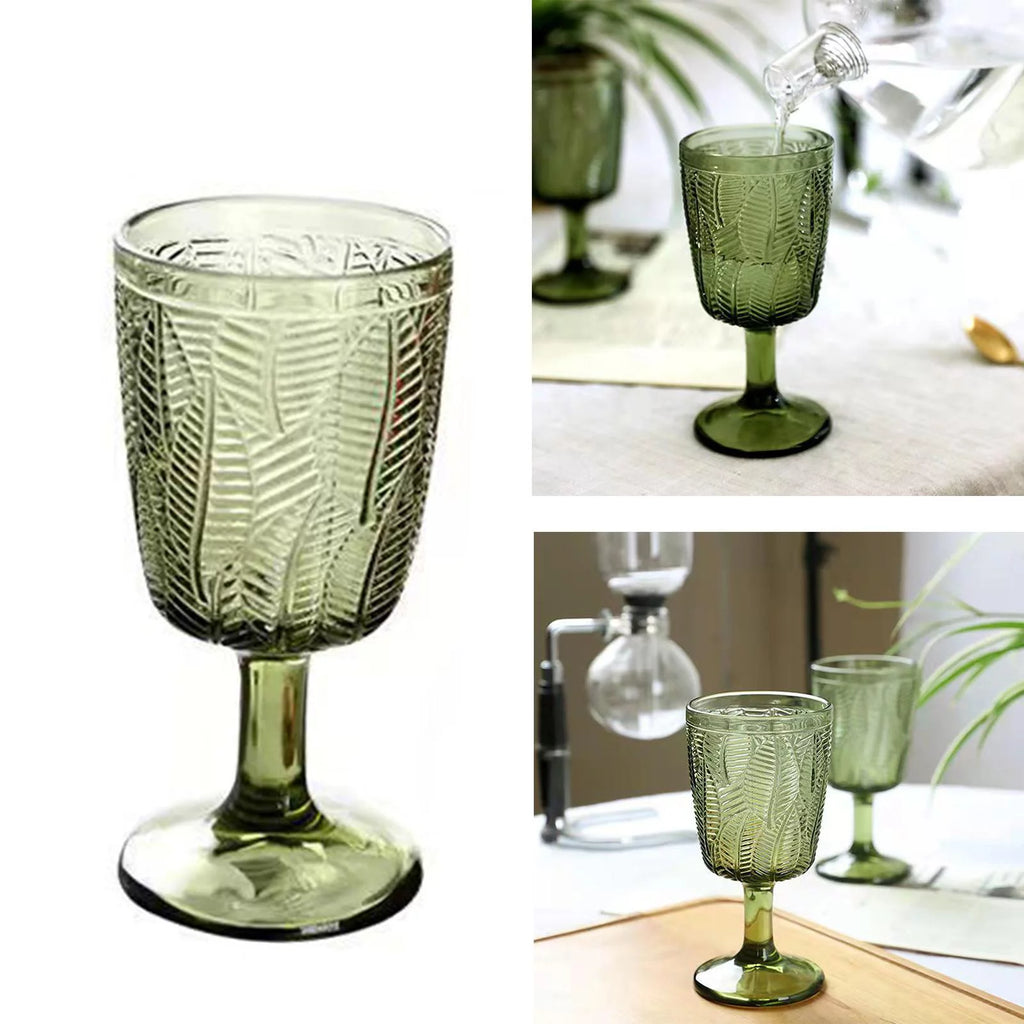 Green Embossment Texture Glass Goblet H70324