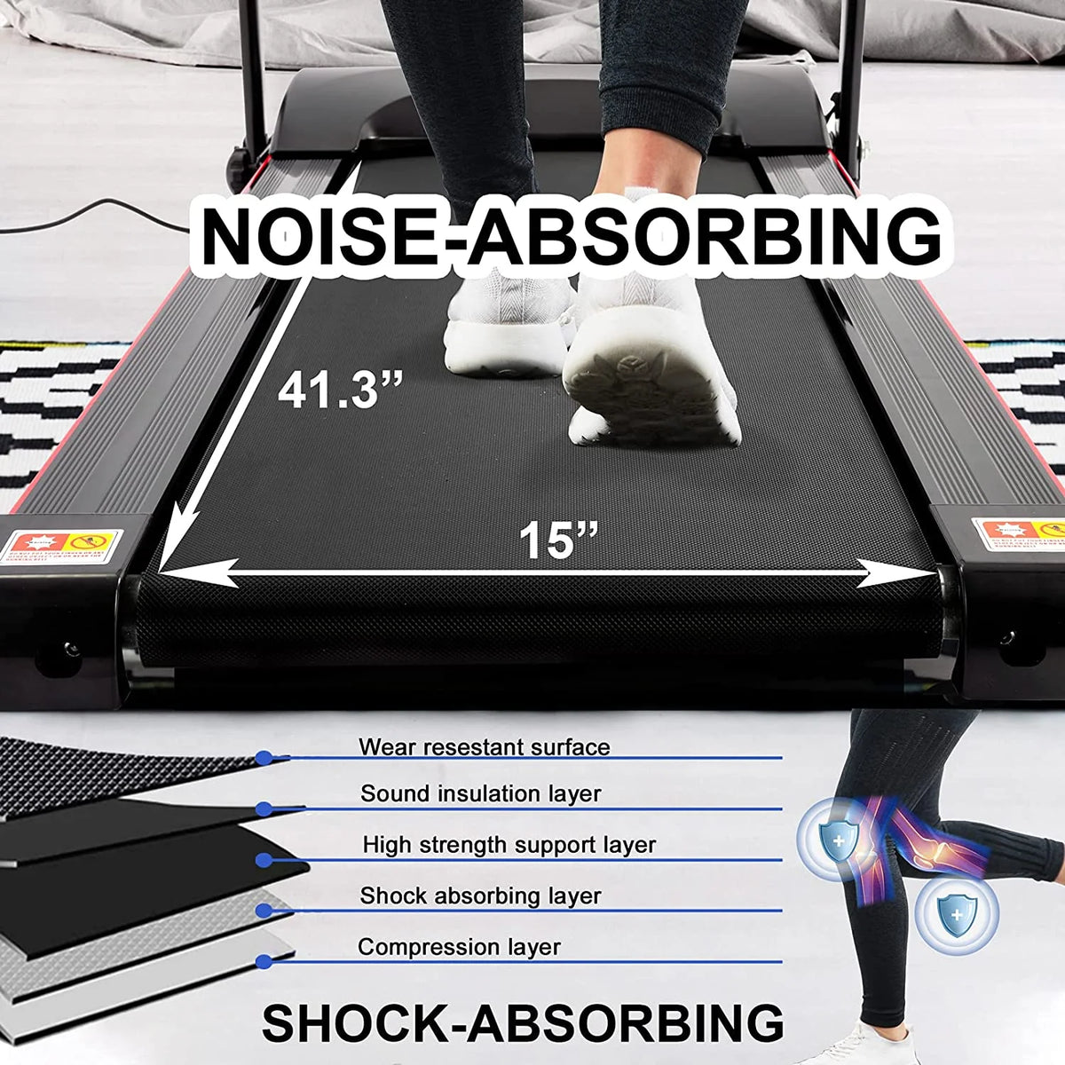 Foldable Treadmill with Incline and Bluetooth Q557815