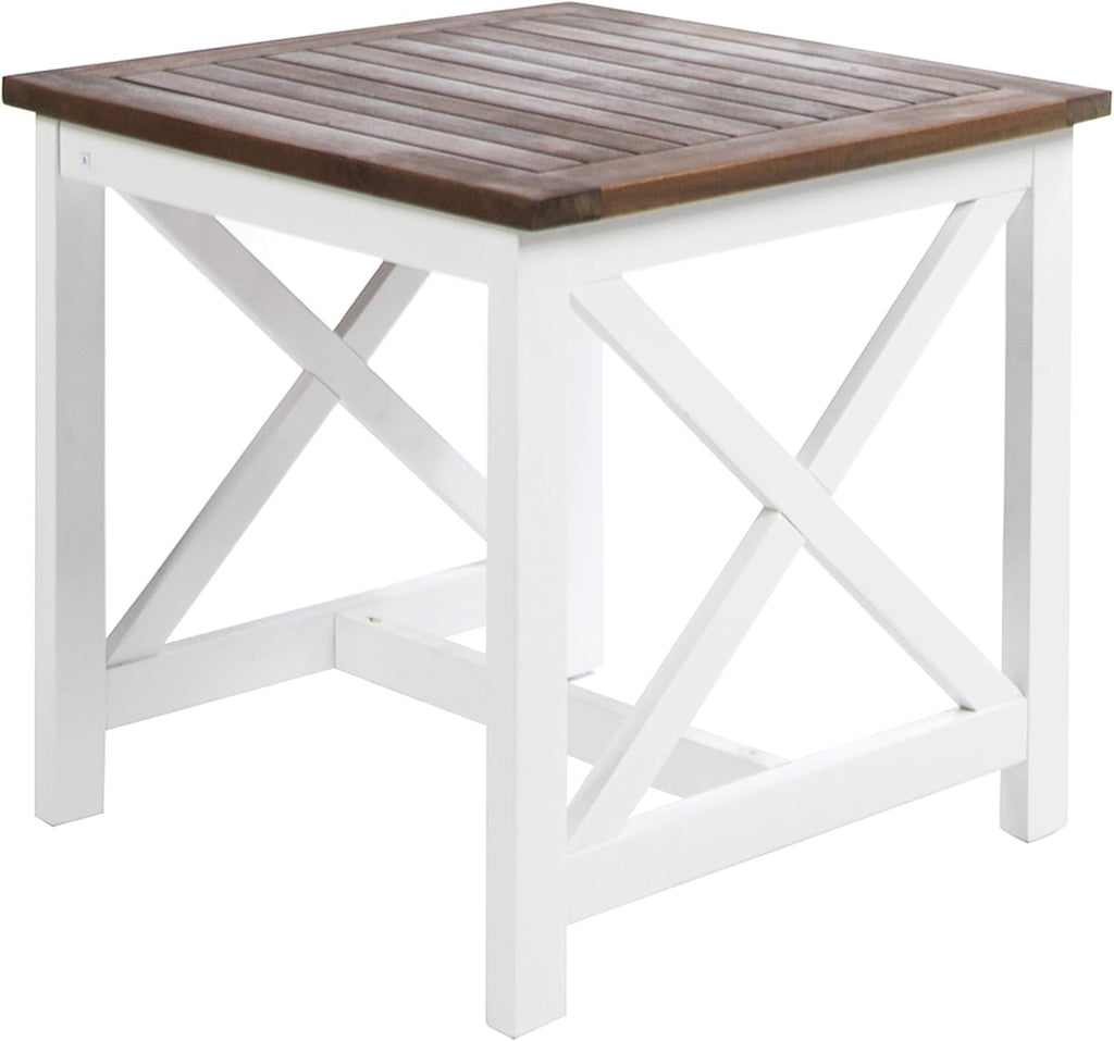Pu White/Dark Oak Acacia Wood End Table B705585