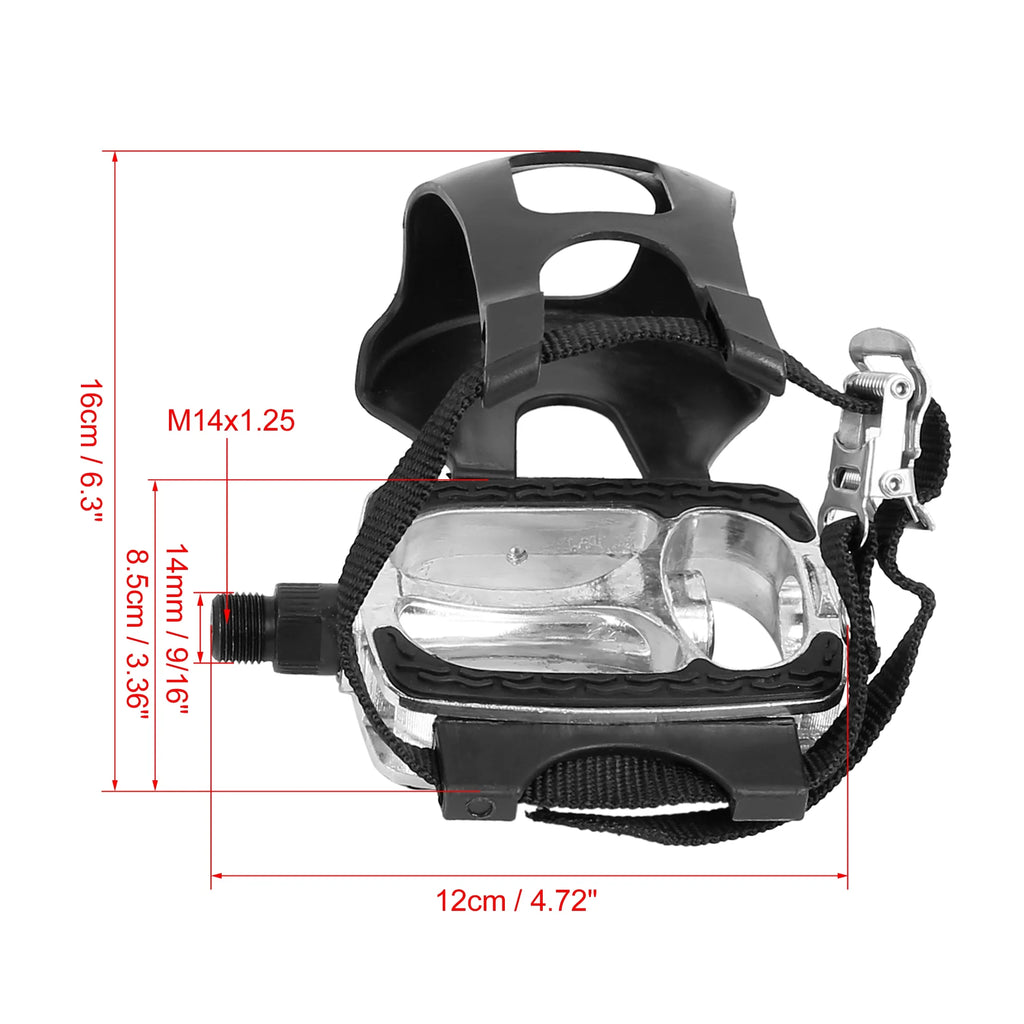 9/16'' Platform Bicycle Pedals with Toe Clip Foot Straps Y504119